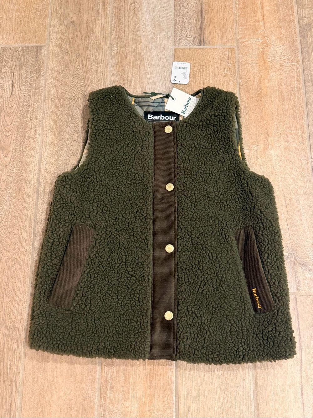 Barbour Dulsie High Pile Fleece Quilted Vest in green